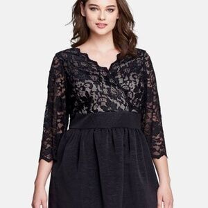 Elia J Scalloped Black Lace Fit and Flare Dress Size 22W